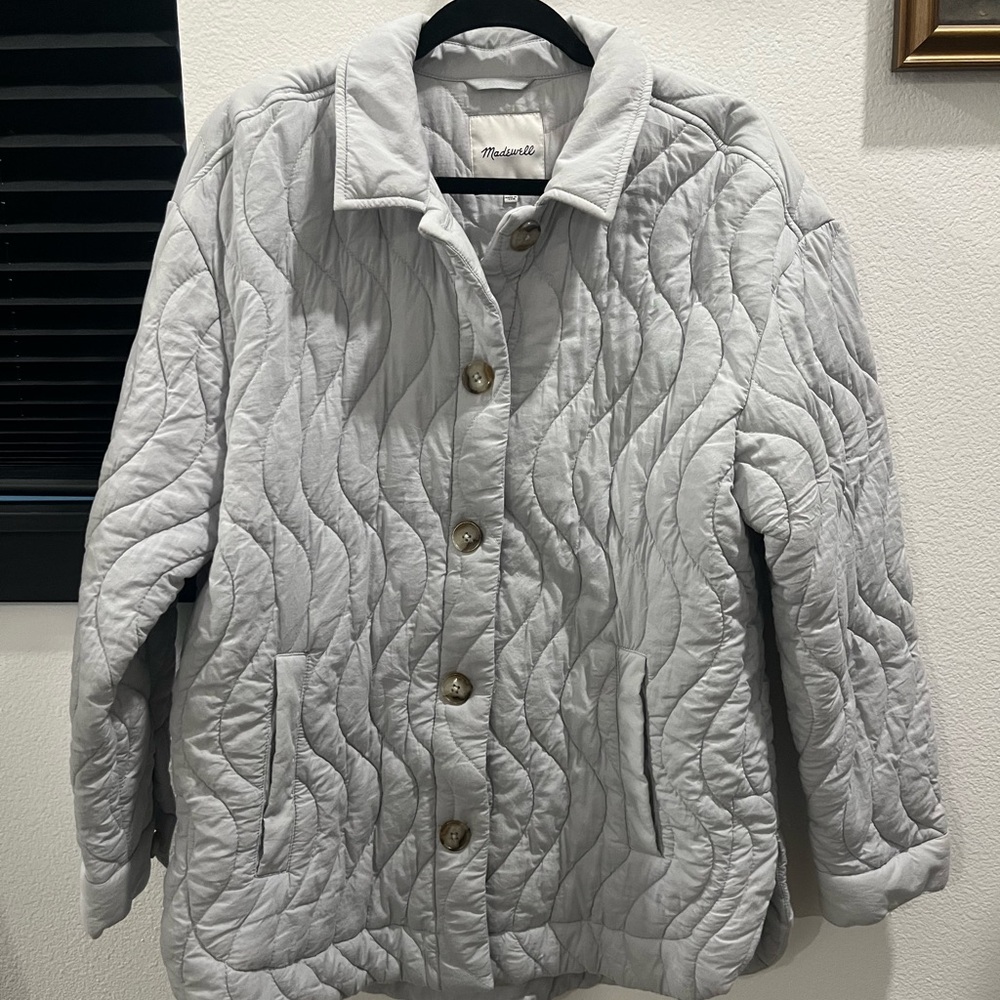Madewell Light Gray Quilted Puffer Jacket